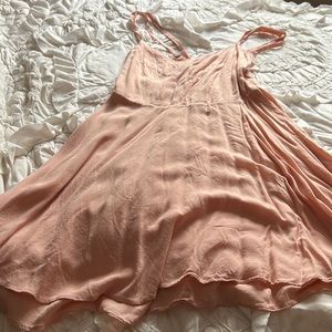 Pink skater dress cross straps in back urban outfitters